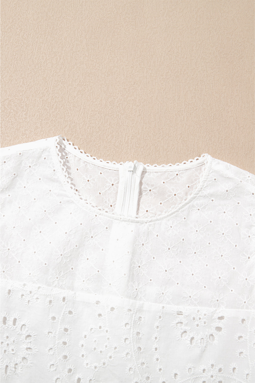 White Floral Eyelet Embroidered Sleeveless Shift Dress Mini Dresses JT's Designer Fashion