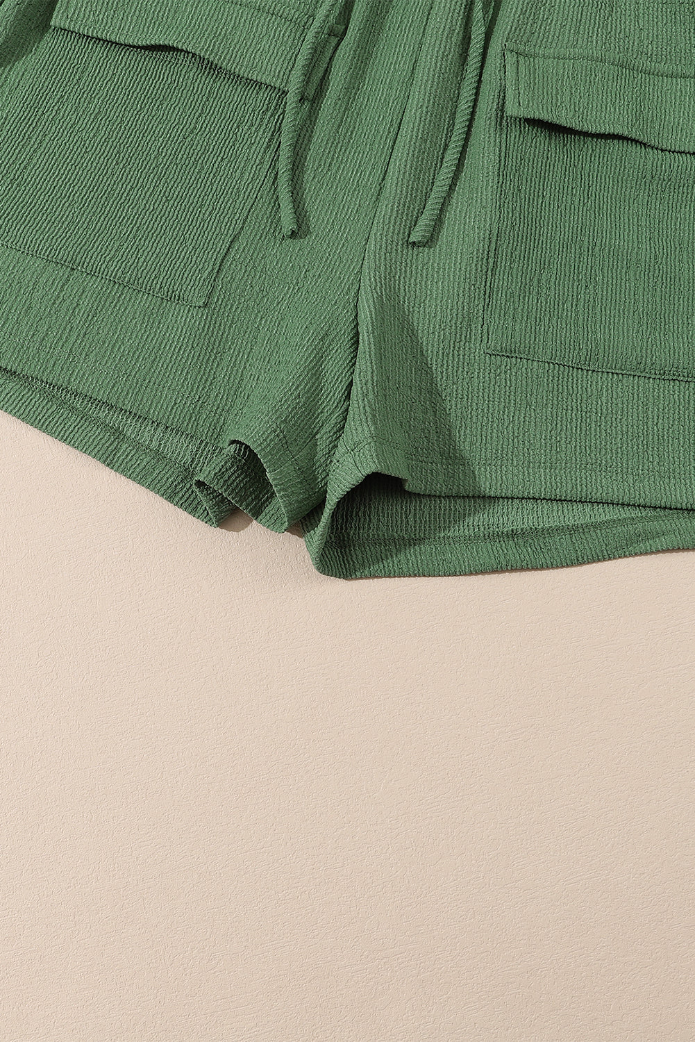 Green Flap Pocket Casual Drawstring Shorts Casual Shorts JT's Designer Fashion