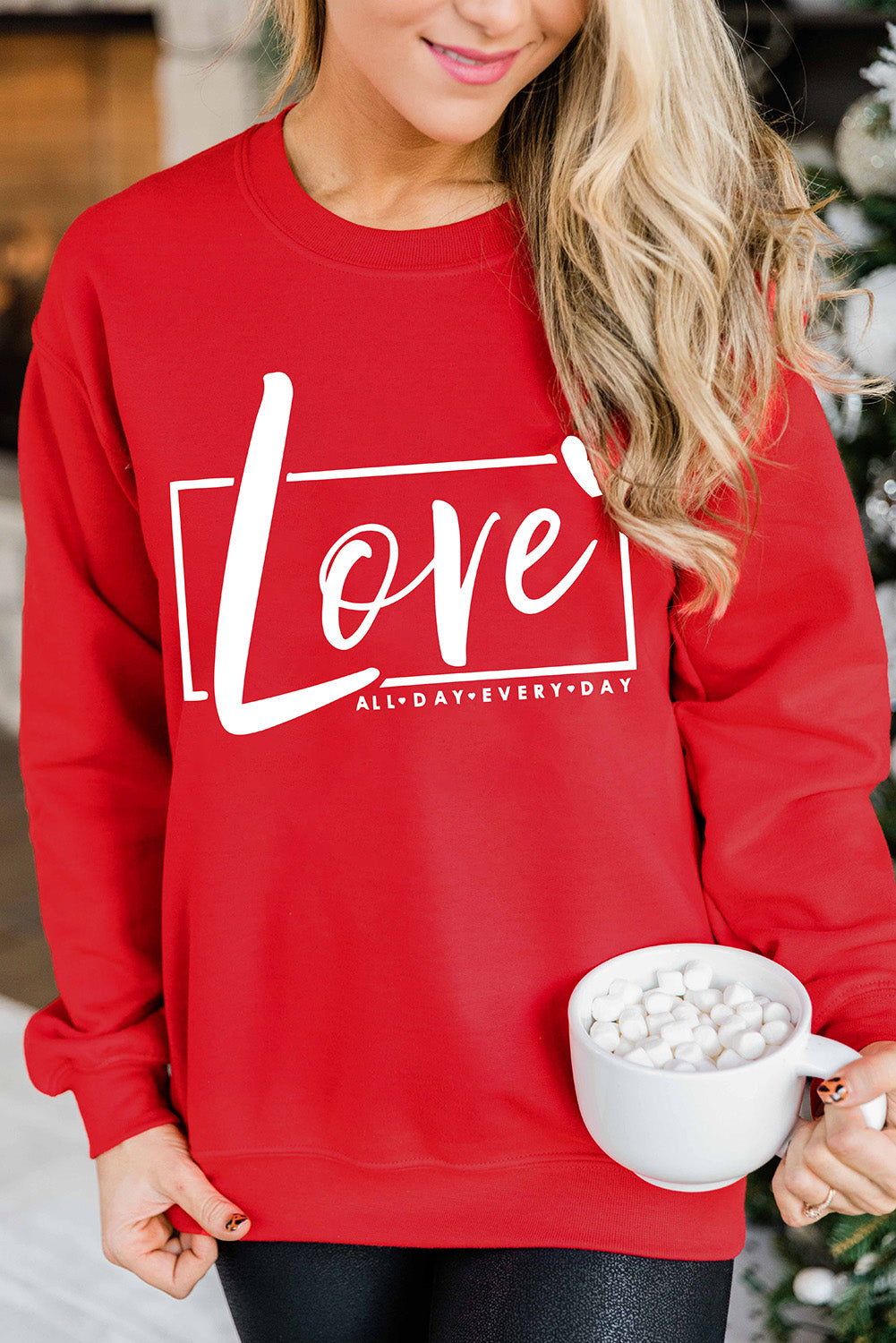 Fiery Red Valentine's Day Love Graphic Sweatshirt Graphic Sweatshirts JT's Designer Fashion