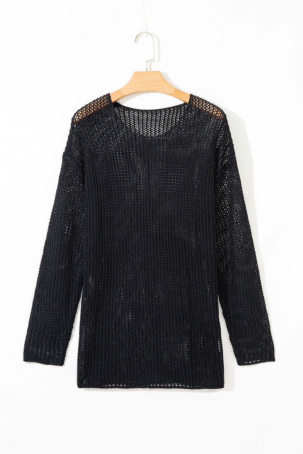 Black Crochet Hollow-out Jumper Top Sweater Sweaters JT's Designer Fashion