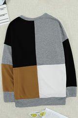 Color Block Round Neck Long Sleeves Pullover Sweatshirt Sweatshirts & Hoodies JT's Designer Fashion