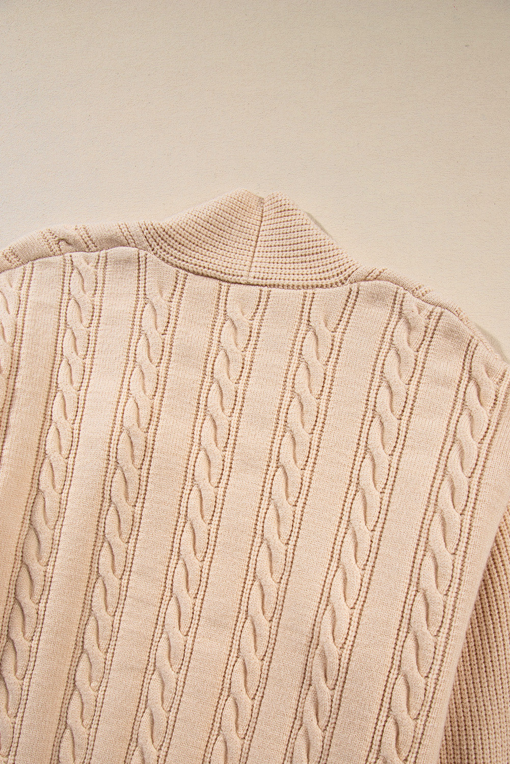 Parchment Oversize Chunky Cable Knit Open Front Midi-length Cardigan Cardigans JT's Designer Fashion