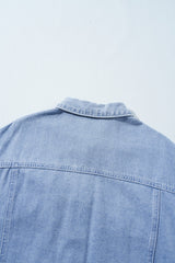 Khaki Plaid Patchwork Buttoned Oversized Denim Jacket Denim Jackets JT's Designer Fashion