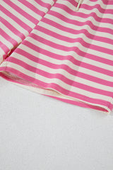 Rose Stripe Crew Neck T Shirt and Drawstring Shorts Set Short Sets JT's Designer Fashion
