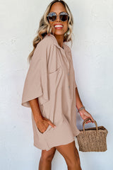 Apricot Half Button Collared Loose Romper Bottoms JT's Designer Fashion