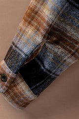 Black Oversize Rounded Hem Plaid Shacket with Slits Plaid Shackets JT's Designer Fashion