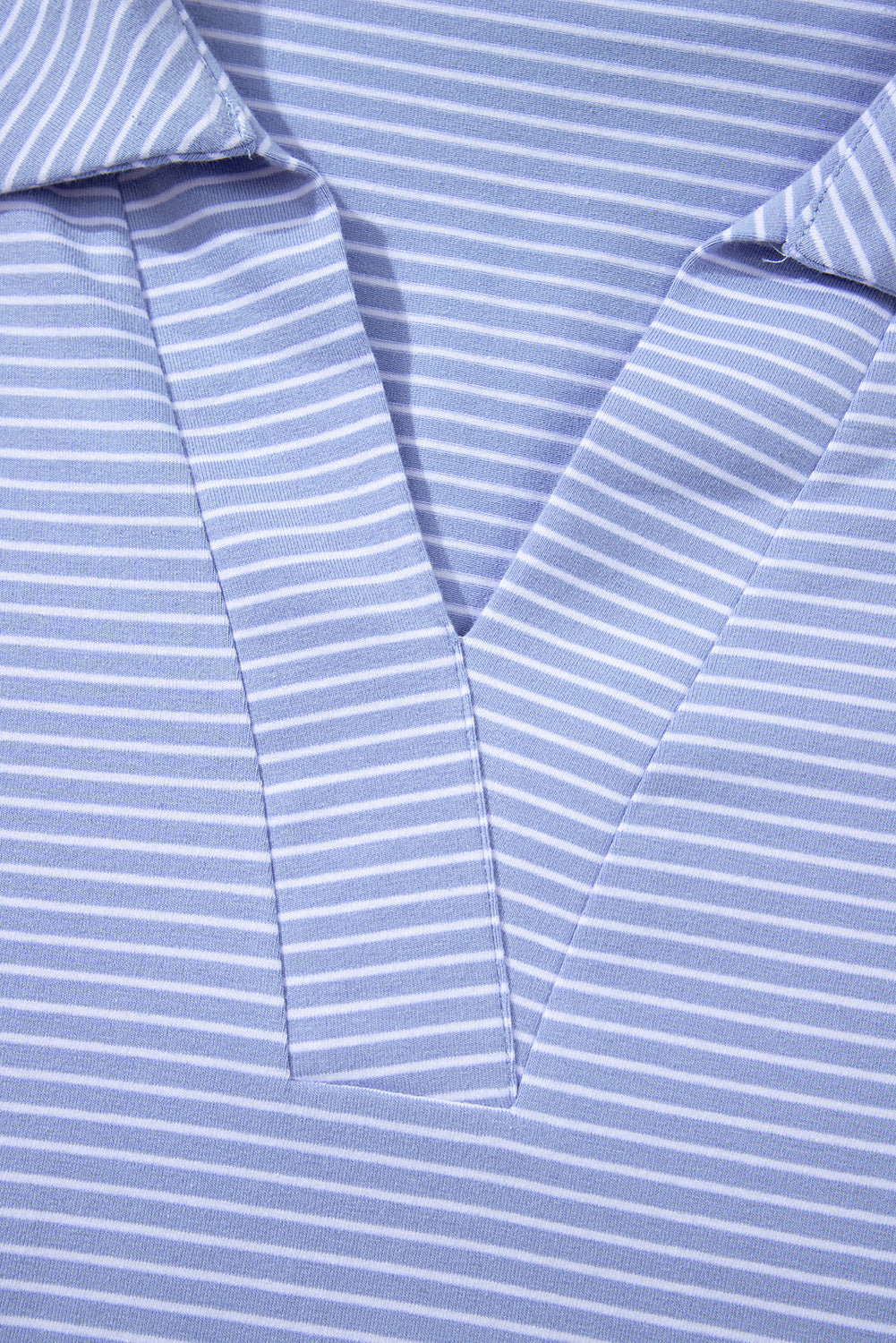 Sky Blue Stripe Dolman Sleeve Polo Shirt and Drawstring Shorts Set Short Sets JT's Designer Fashion
