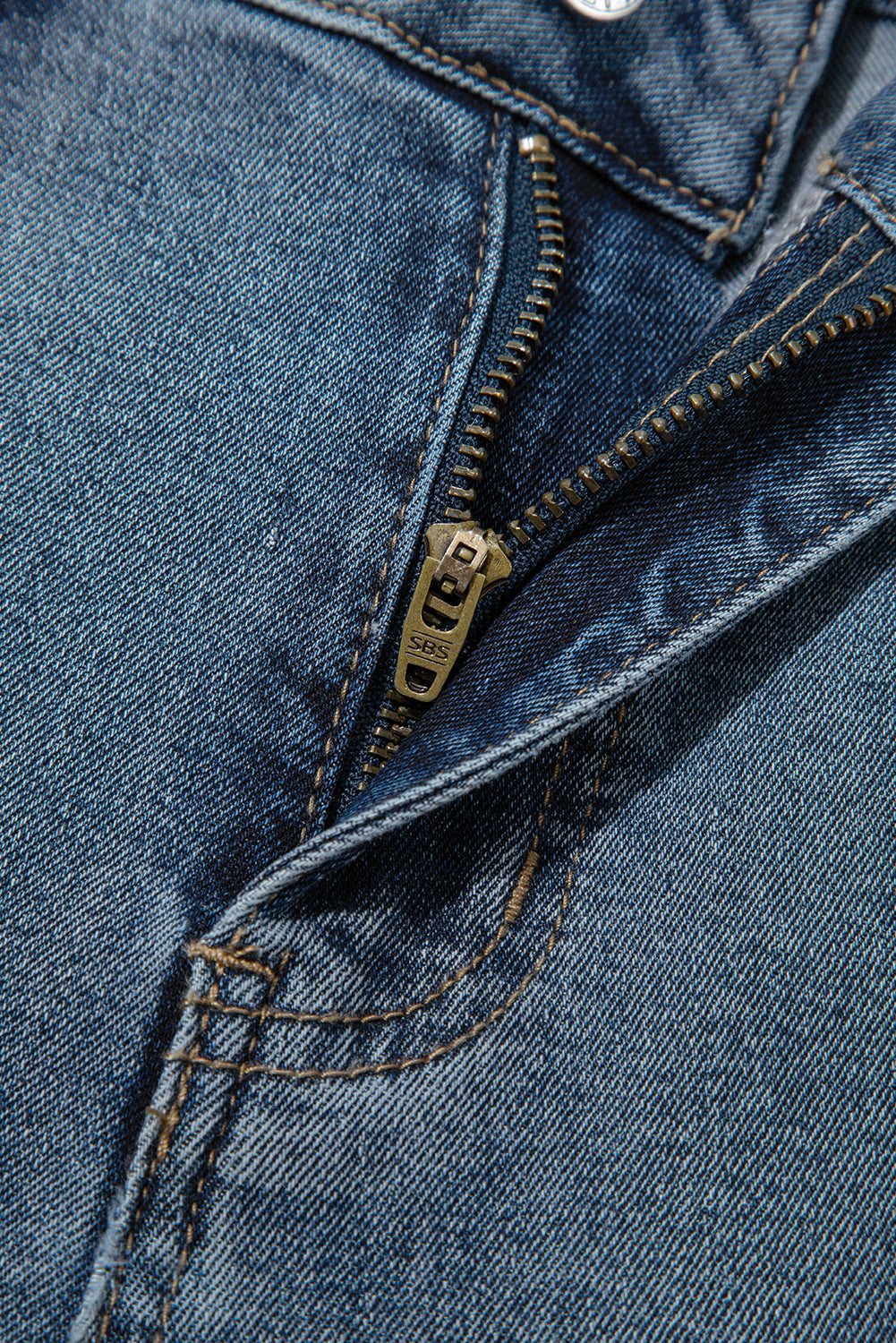 Beau Blue Slightly Distressed Ankle-length Straight Jeans Jeans JT's Designer Fashion