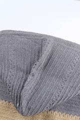 Gray Zipped Front Colorblock Hollow-out Knit Hoodie Sweatshirts & Hoodies JT's Designer Fashion