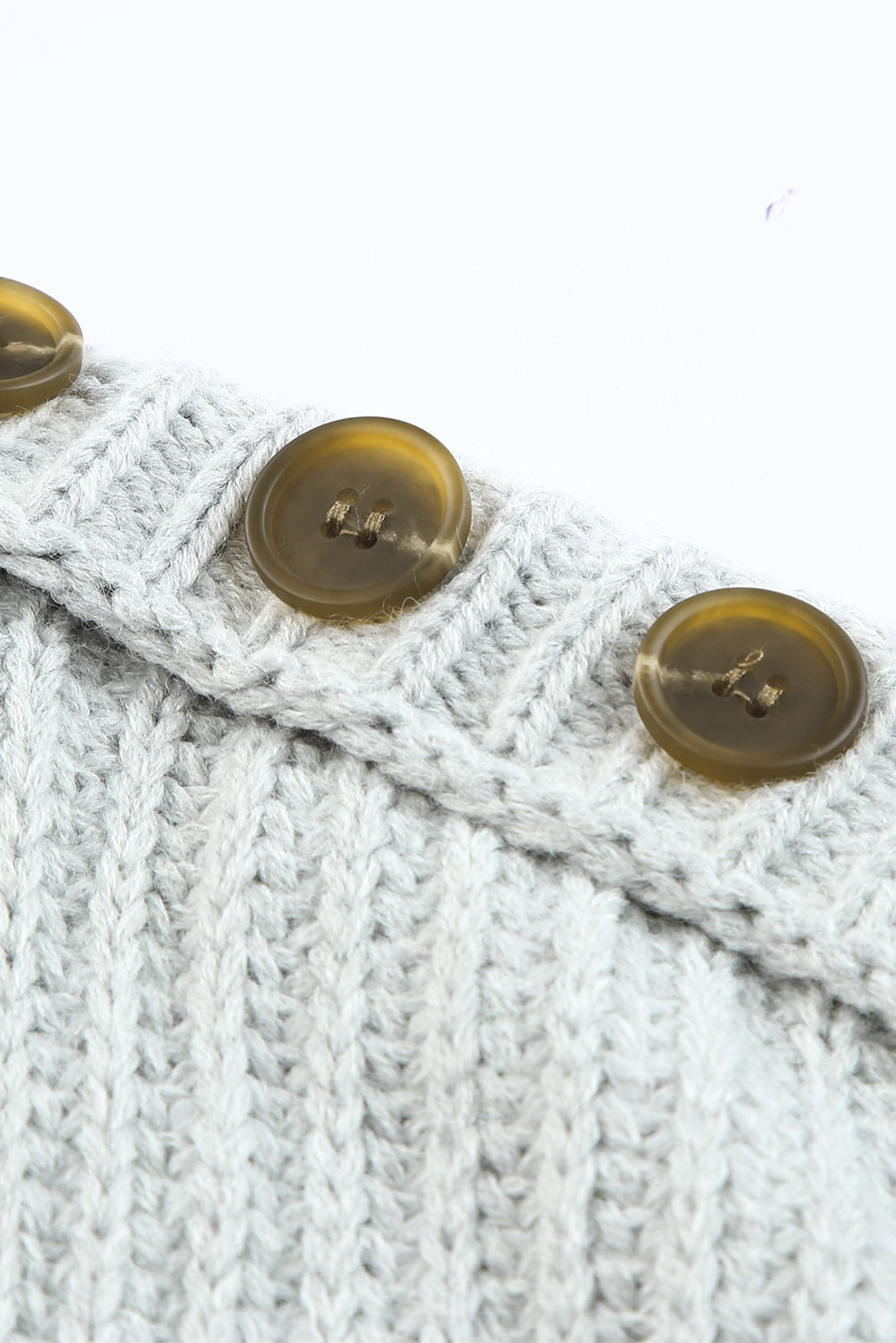 Gray Buttoned Drop Shoulder Oversized Sweater Sweaters & Cardigans JT's Designer Fashion
