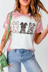 Pink Bleached Tie-dye Easter Rabbits Graphic T Shirt Graphic Tees JT's Designer Fashion