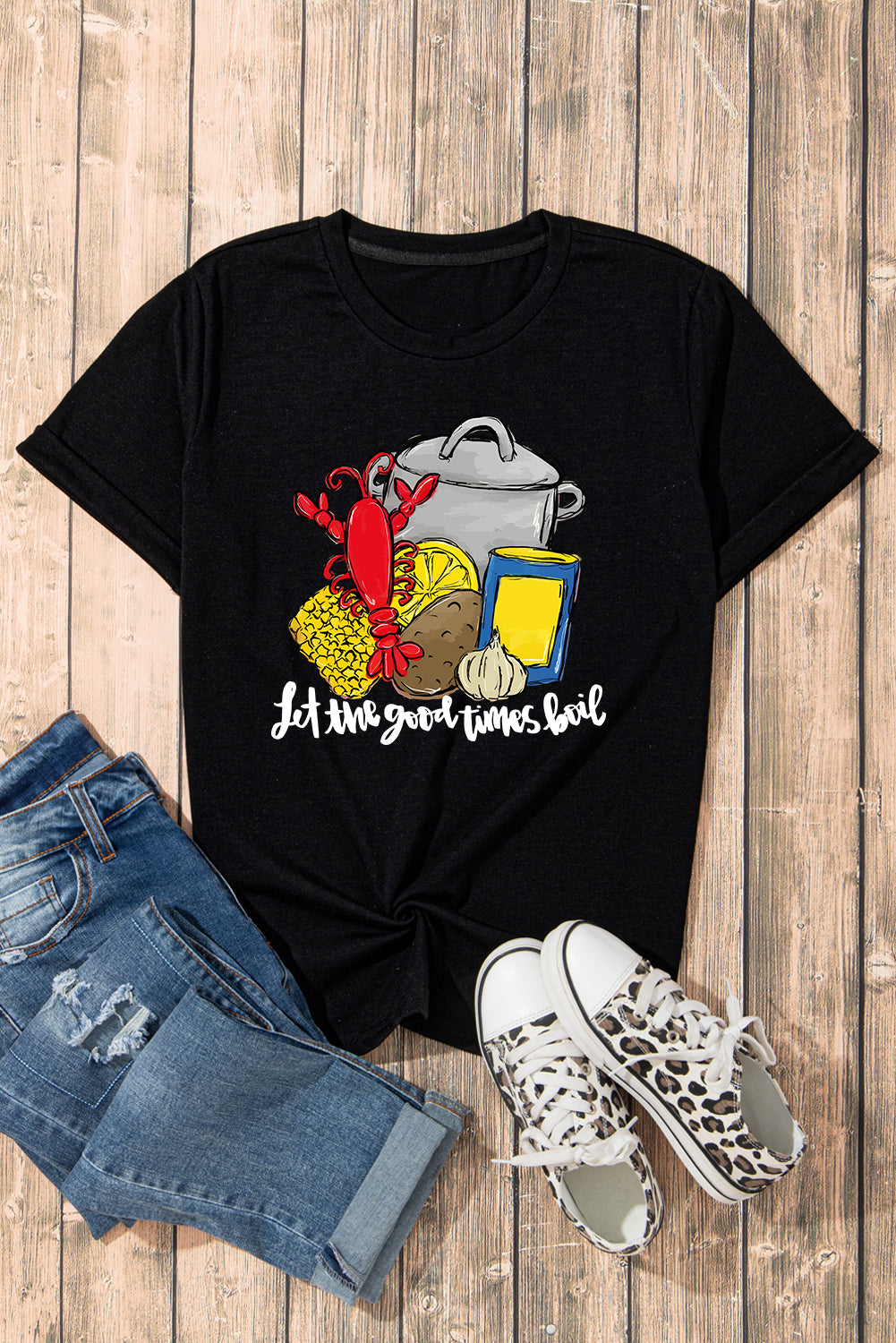 Black let the good time boil Fashion Graphic Tee Graphic Tees JT's Designer Fashion