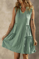 Moonlight Jade Split V Neck Tiered Flowy Sleeveless Dress Dresses JT's Designer Fashion
