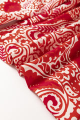 Red Paisley Printed Buttoned High Waist Straight Leg Pants Pants & Culotte JT's Designer Fashion