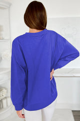 Dark Blue Tinsel Game Day Drop Shoulder Graphic Sweatshirt Sweatshirts & Hoodies JT's Designer Fashion