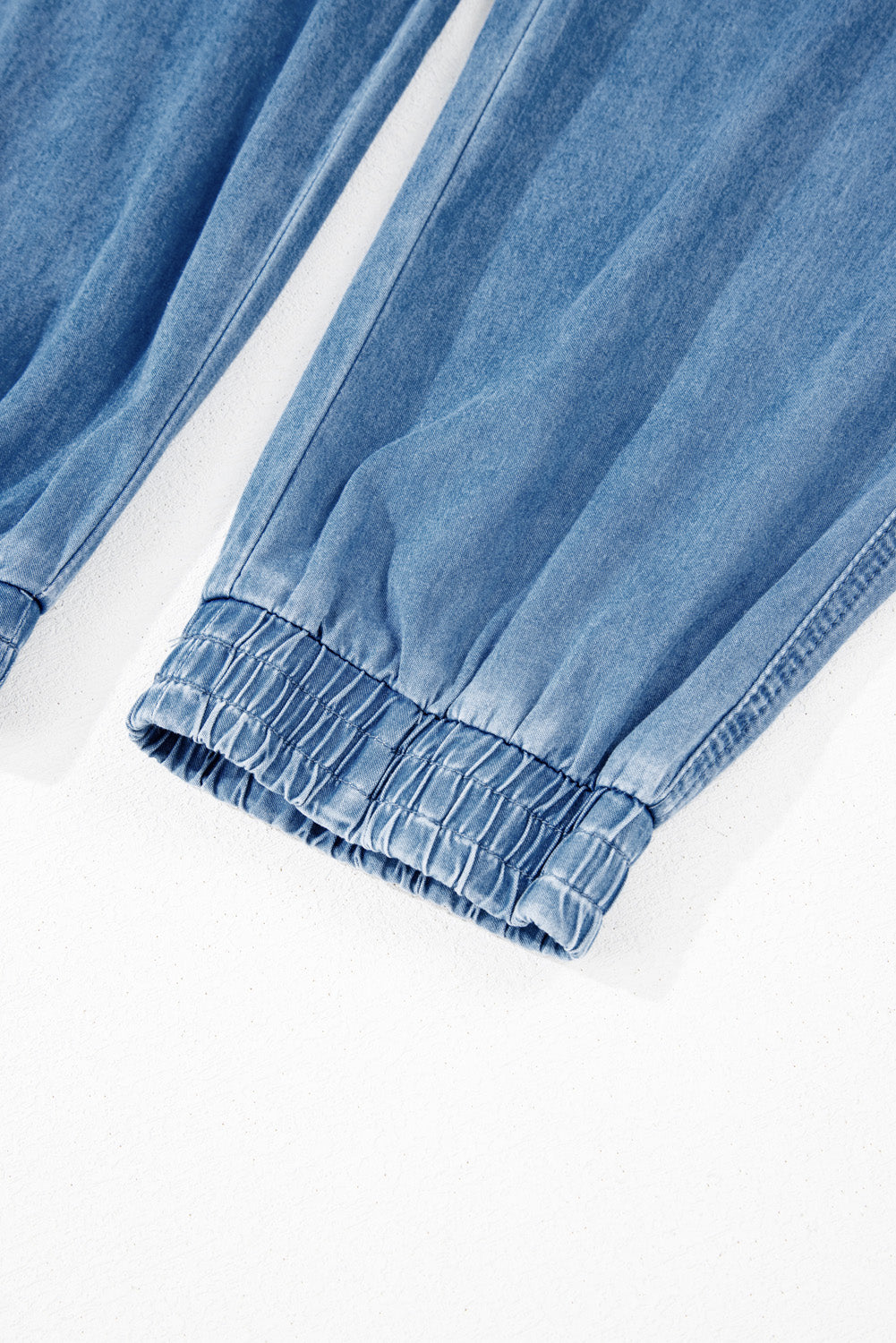 Dusk Blue Drawstring Waist Pocketed Plus Size Denim Joggers Plus Size Bottoms JT's Designer Fashion
