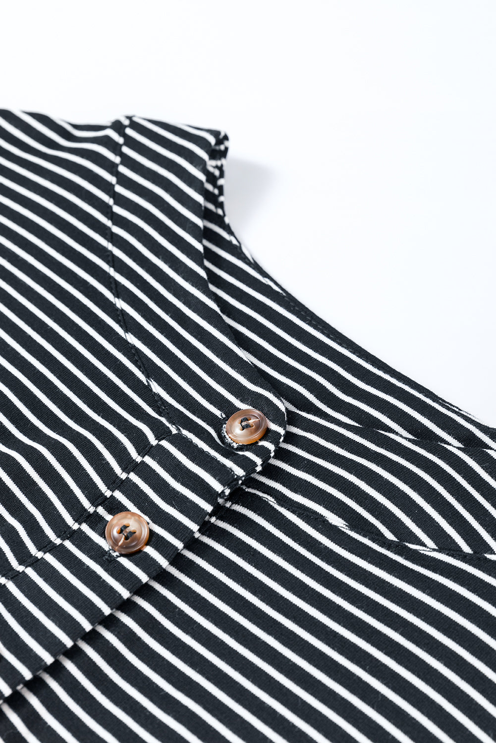 Black white Striped Print Buttoned Wide Leg Sleeveless Jumpsuit Jumpsuits & Rompers JT's Designer Fashion
