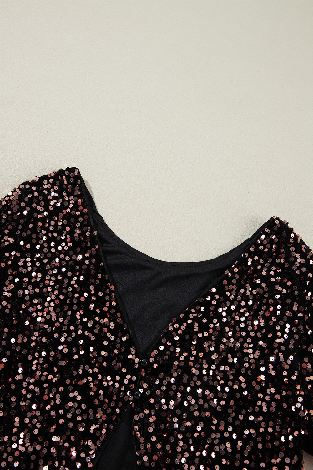 Chicory Coffee Sequin Long Sleeve Cutout Back Top Long Sleeve Tops JT's Designer Fashion