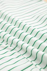 Green Stripe Ruffled Short Sleeve Crew Neck T Shirt Shift Mini Dress T Shirt Dresses JT's Designer Fashion