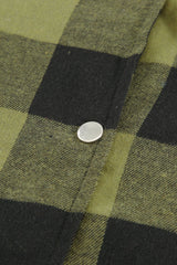 Green Turn-down Collar Plaid Shirt Coat Coats JT's Designer Fashion