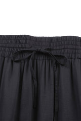 Black Drawstring Elastic Waist Casual Wide Leg Pants Pants & Culotte JT's Designer Fashion