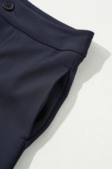 Dirty blue Dual Buttoned High Waist Pleated Wide Leg Pants Pants & Culotte JT's Designer Fashion