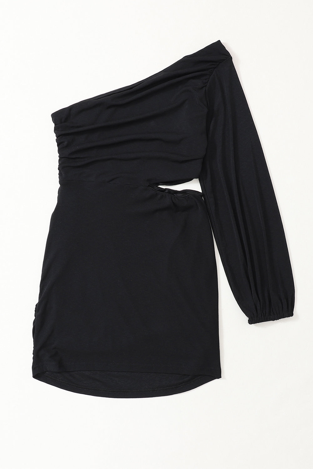 Black Asymmetric One Shoulder Cutout Bodycon Dress Bodycon Dresses JT's Designer Fashion