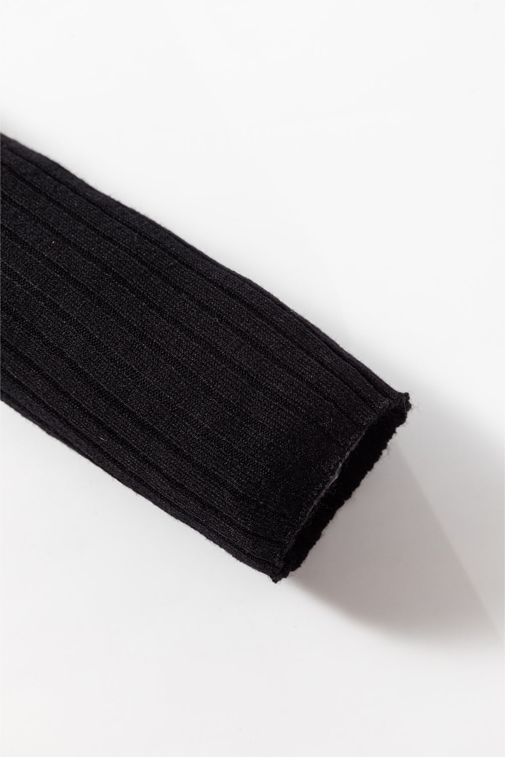 Black Ribbed Knit Collared Slim Fit Sweater Cardigan Cardigans JT's Designer Fashion