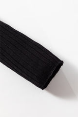 Black Ribbed Knit Collared Slim Fit Sweater Cardigan Cardigans JT's Designer Fashion