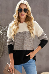 Black Color Block Netted Texture Pullover Sweater Sweaters & Cardigans JT's Designer Fashion
