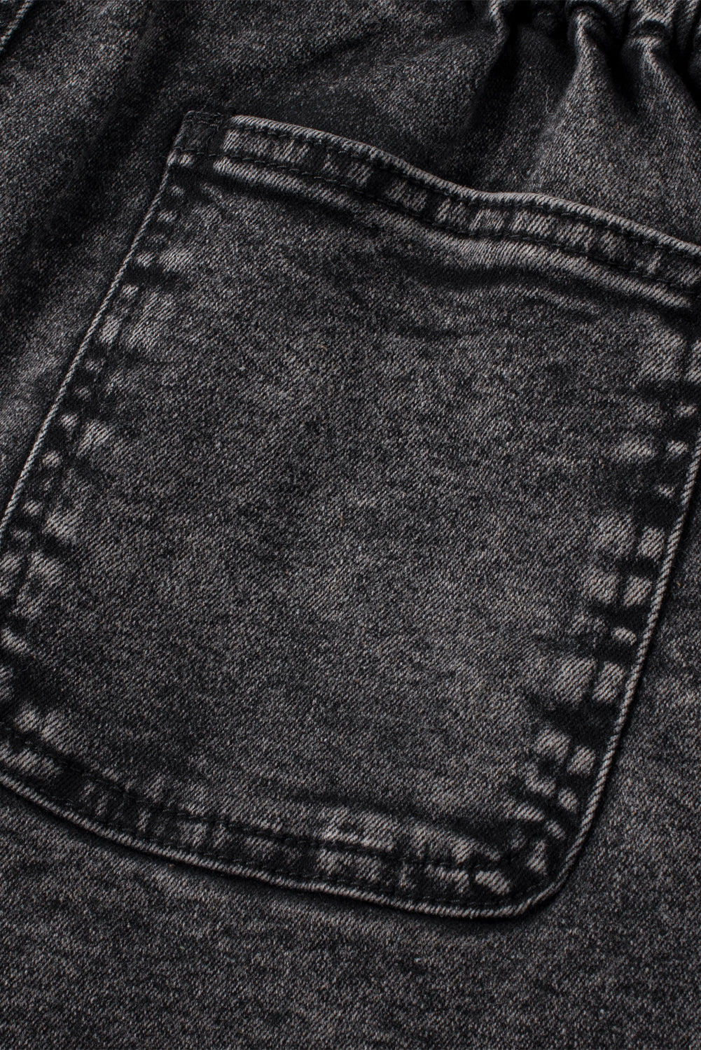 Black Vintage Washed Frilled High Waist Denim Shorts Denim Shorts JT's Designer Fashion