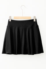 Black A-line Draped High Waist Phone Pocket Lined Skort Casual Shorts JT's Designer Fashion