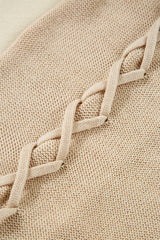 Parchment Cable Knit Braided Tie Sleeve Plus Size Open Cardigan Plus Size Sweaters & Cardigans JT's Designer Fashion
