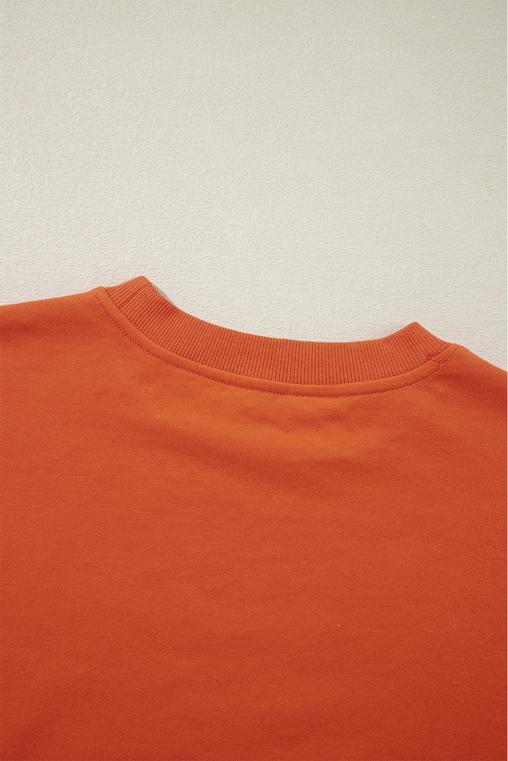 Orange Plain Drop Shoulder Crewneck Pullover Sweatshirt Sweatshirts & Hoodies JT's Designer Fashion