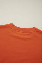 Orange Plain Drop Shoulder Crewneck Pullover Sweatshirt Sweatshirts & Hoodies JT's Designer Fashion