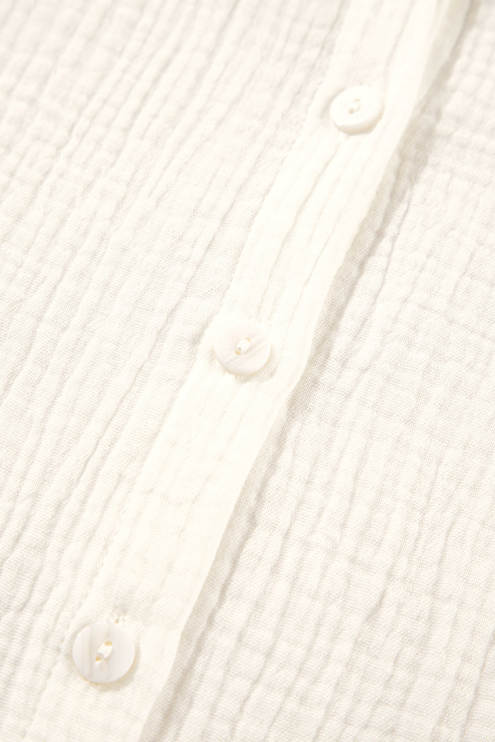 White Embroidered Textured Buttoned Crew Neck Shirt Blouses & Shirts JT's Designer Fashion