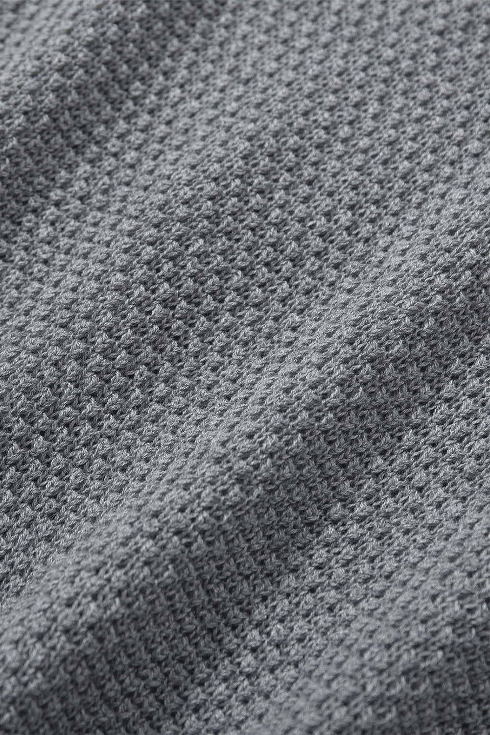 Gray Henley Pullover Drop Shoulder Sweater with Slits Sweaters & Cardigans JT's Designer Fashion