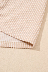 Parchment Corded Knit Crew Neck Puff Sleeve Shift Mini Dress T Shirt Dresses JT's Designer Fashion