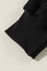 Black Solid O Neck High Low Hem Pullover Sweatshirt Sweatshirts & Hoodies JT's Designer Fashion