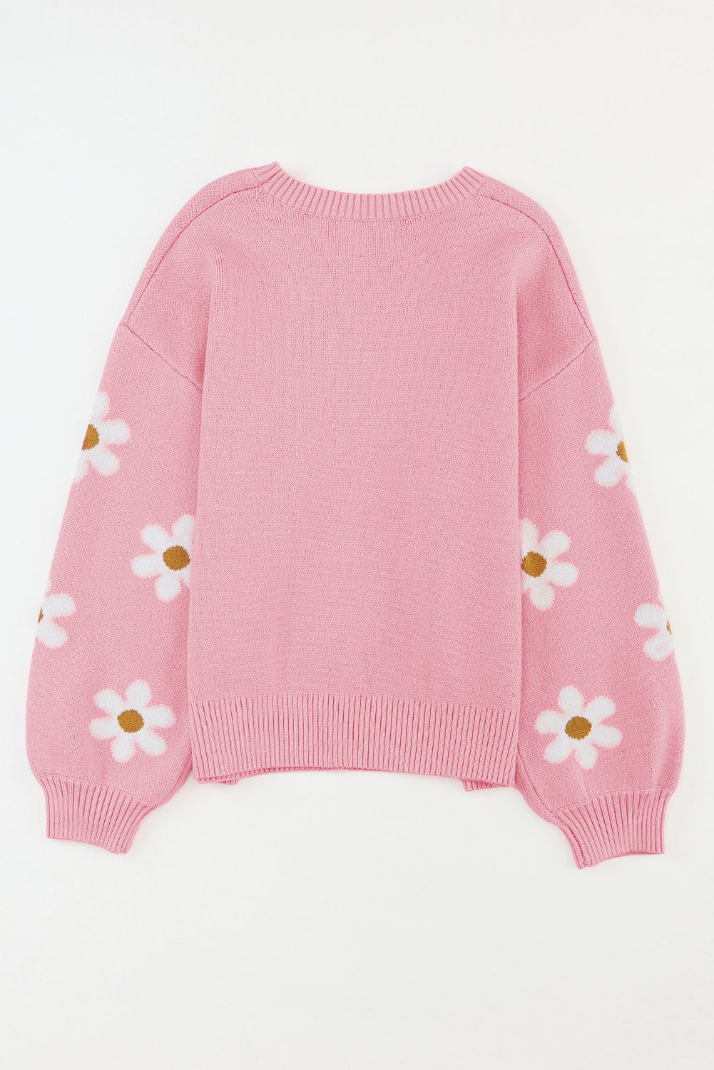 Pink Floral Pattern Drop Shoulder Sweater Sweaters JT's Designer Fashion