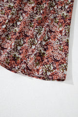 Brown Floral Print Split Front Tiered Frilled V Neck Midi Dress Floral Dresses JT's Designer Fashion