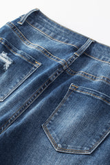 Blue Distressed Button Fly High Waist Skinny Jeans Jeans JT's Designer Fashion