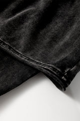 Black Mineral Wash French Terry High Waist Casual Shorts Casual Shorts JT's Designer Fashion