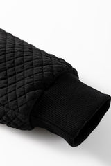 Black Quilted Side Pockets Zipper Hooded Jacket Jackets JT's Designer Fashion