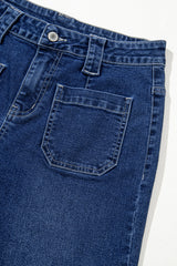 Sail Blue Wide Leg Pocketed High Waist Jeans Jeans JT's Designer Fashion
