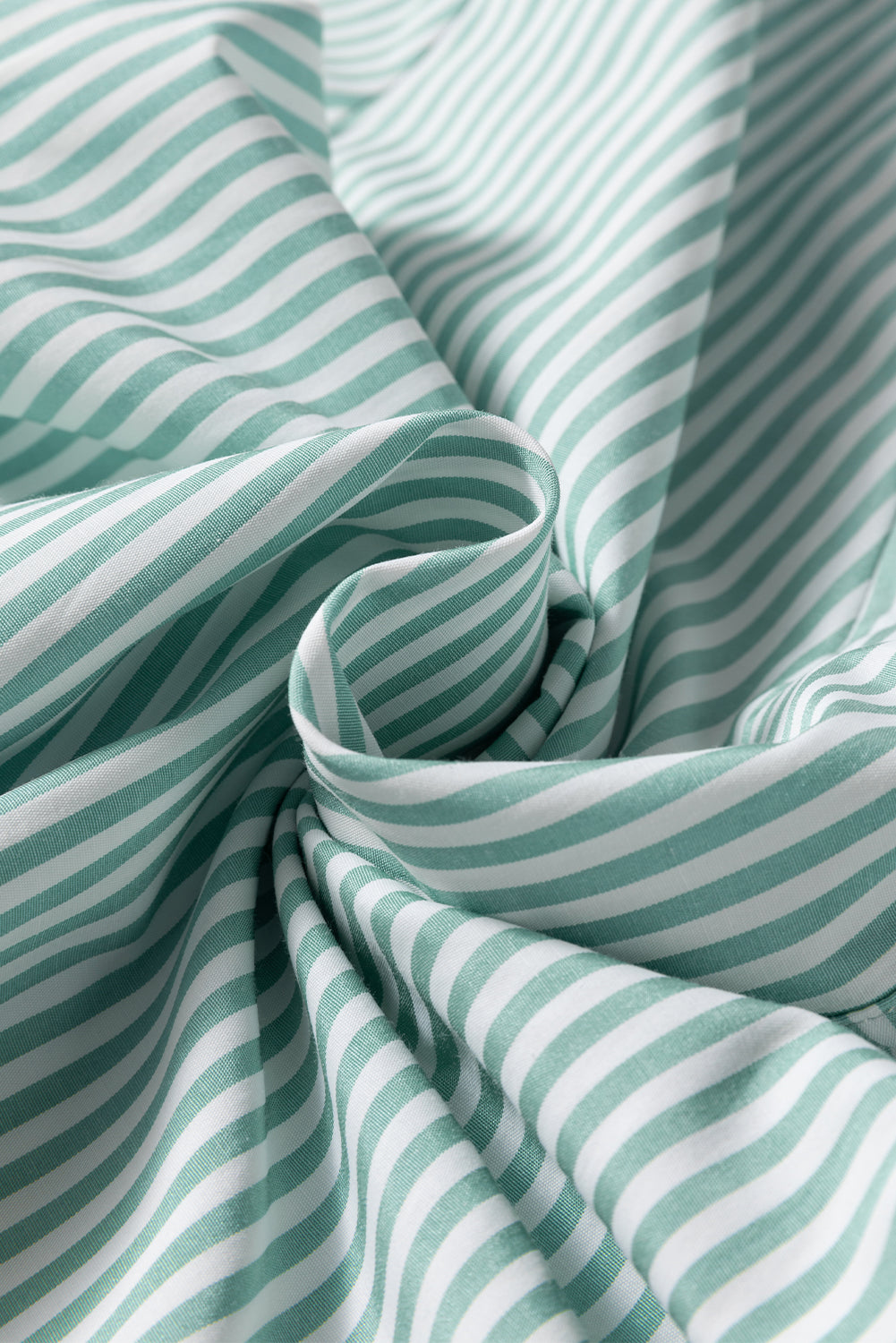 Green Stripe V Neck Roll Up Sleeve Pocket Patched Classic Shirt Blouses & Shirts JT's Designer Fashion
