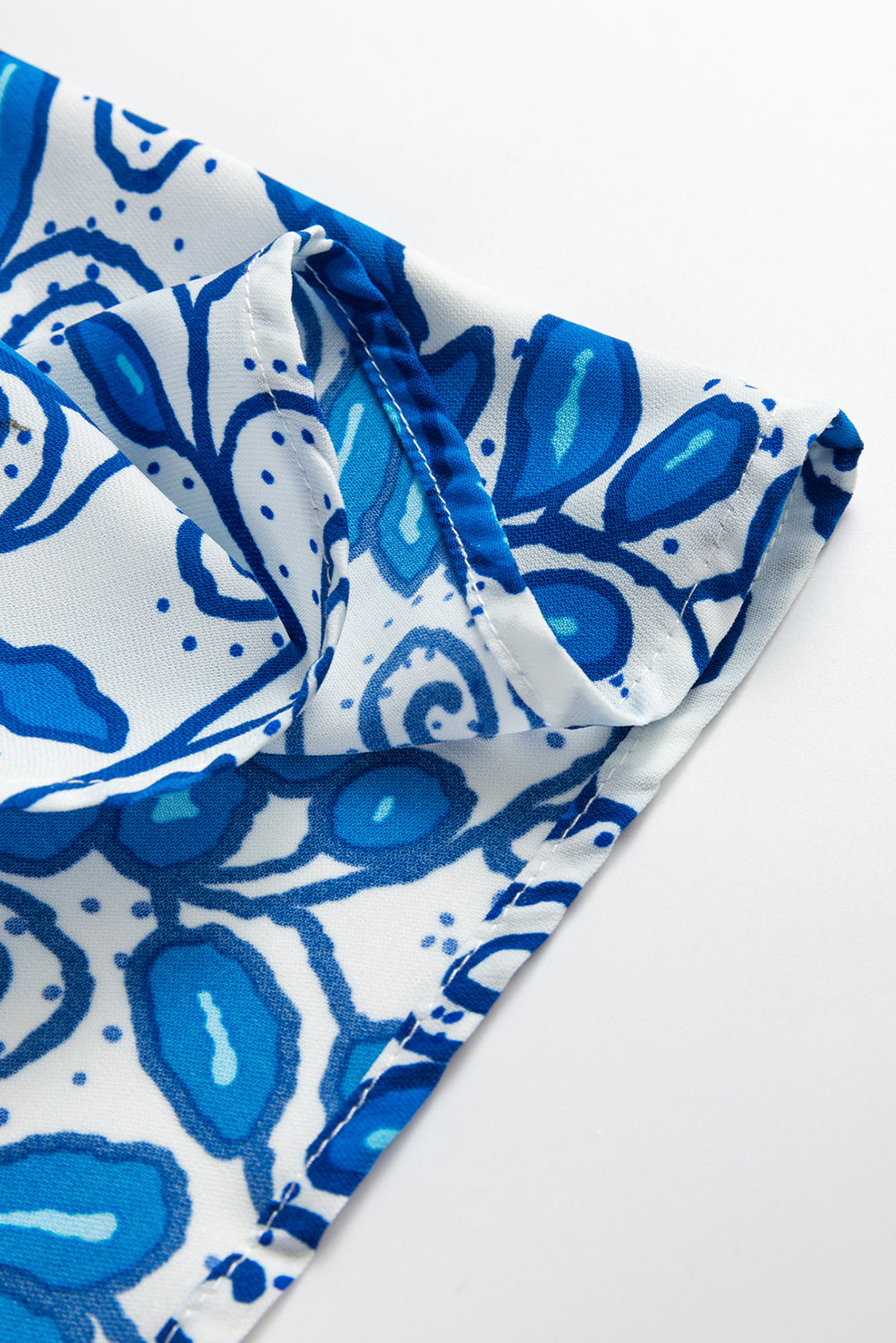 Blue Floral Printed Spaghetti Strap Maxi Dress with Waist Tie Floral Dresses JT's Designer Fashion
