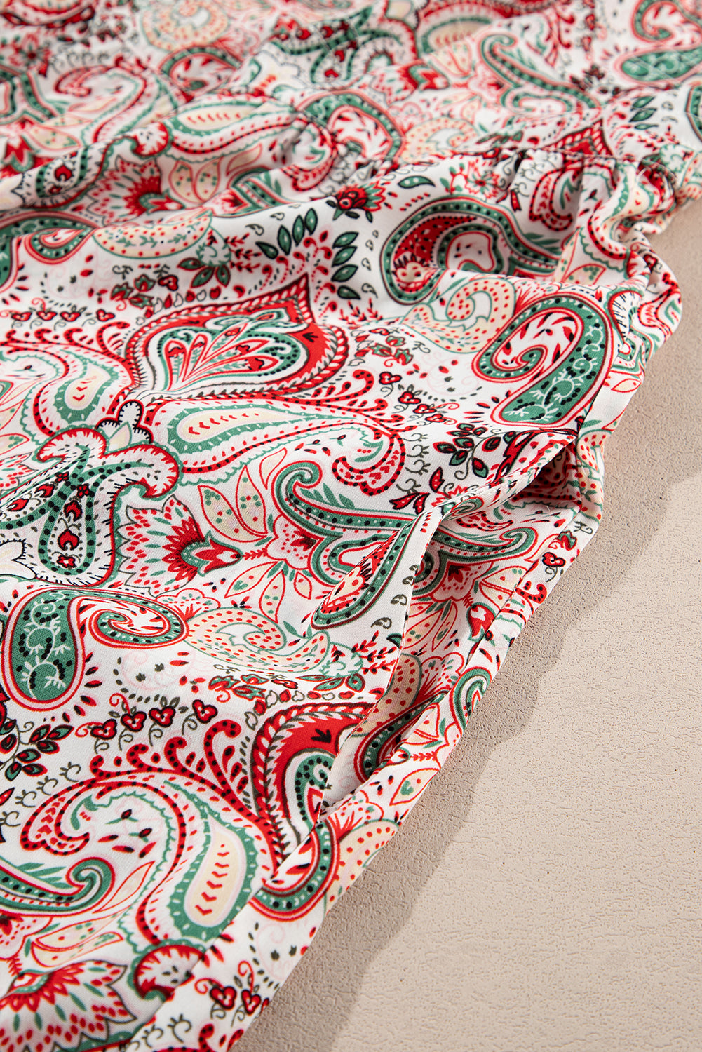 Multicolour Plus Size Paisley Print Sleeveless V Neck Jogger Jumpsuit Plus Size Bottoms JT's Designer Fashion