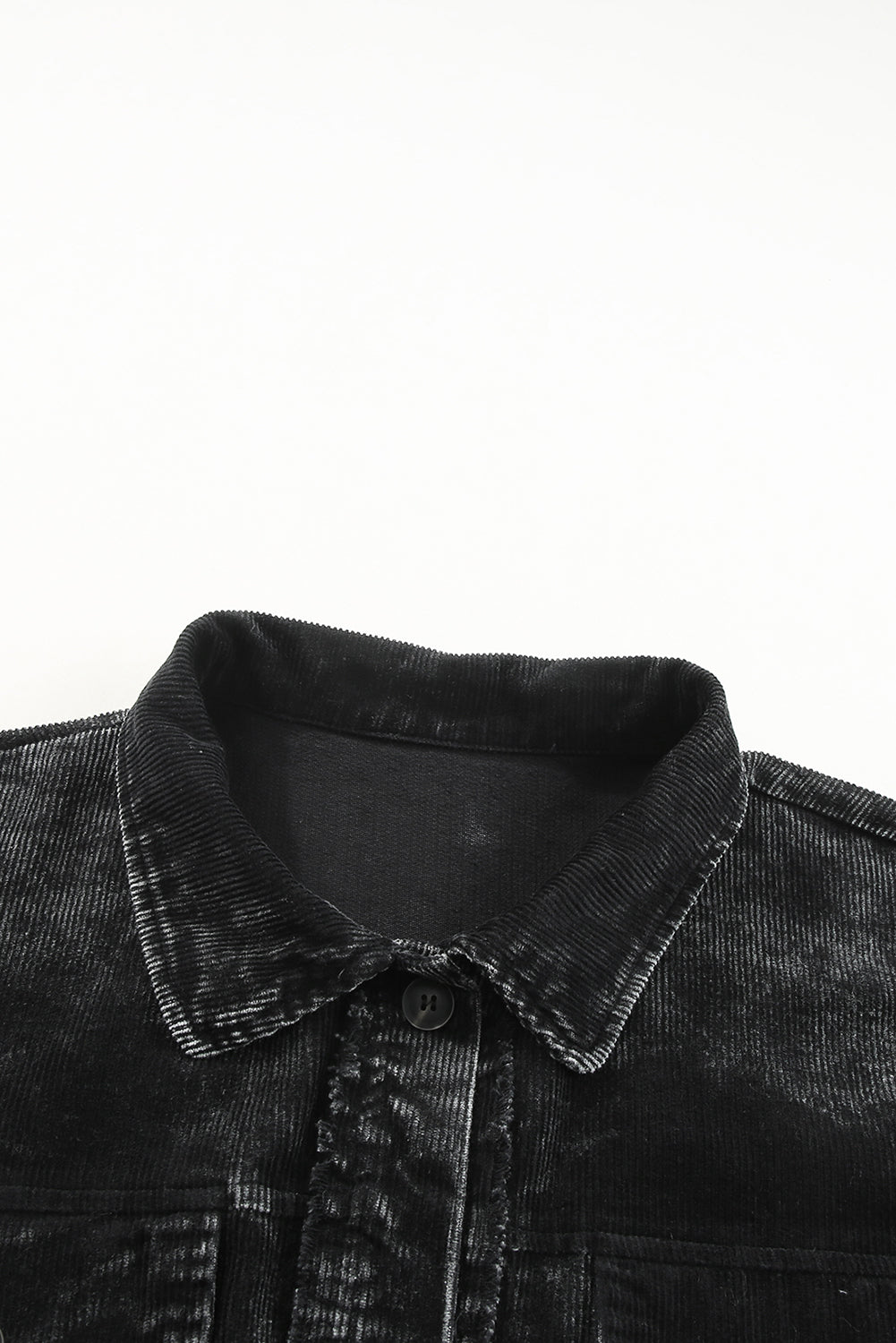 Black Vintage Distressed Mineral Wash Oversized Shacket Jackets JT's Designer Fashion