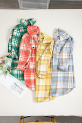 Yellow Plaid Flap Pocket Long Sleeve Shacket Plaid Shackets JT's Designer Fashion